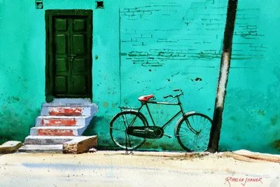 Turquoise Wall Canvas Artwork by Ramesh Jhawar iCanvas