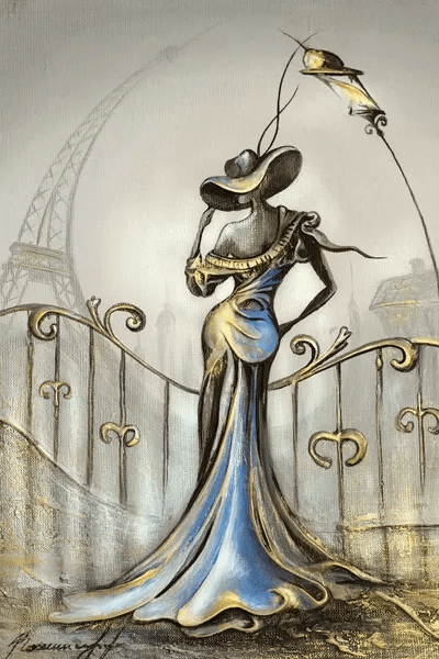 Women In Blue Dress Canvas Art Print by Raen iCanvas