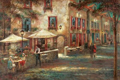 Courtyard Café Canvas Wall Art by Ruane Manning iCanvas