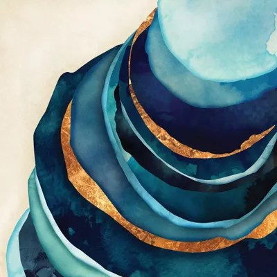 Abstract Blue And Gold Art Print by SpaceFrog Designs iCanvas