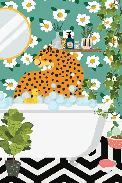 Cheetah In My Jungle Bathroom Can Canvas Print Jania Sharipzhanova