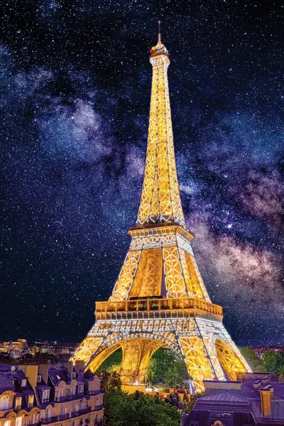 Under The Stars, Eiffel Tower Paris Canvas Art by Susanne