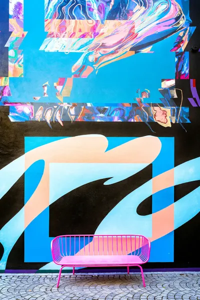 The Pink Bench Canvas Wall Art by Susanne Kremer iCanvas