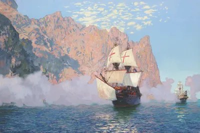 New Albion Sir Francis Drake's Ship G Canvas Wall Art Simon Kozhin