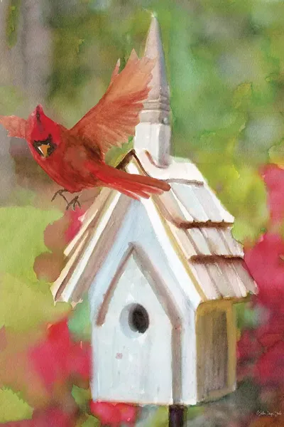 Cardinal Bird House Canvas Wall Art by Stellar Design Studio iCanvas