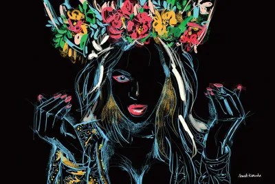 Flowers In My Head Canvas Art by Sarah Kamada iCanvas