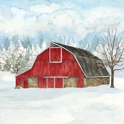 Winter Barn Quilt II Canvas Artwork by Tara Reed iCanvas
