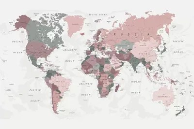 Pink And Grey World Map Canvas World Map Pink Green Ii Canvas Wall Art By Urban Epiphany | Icanvas