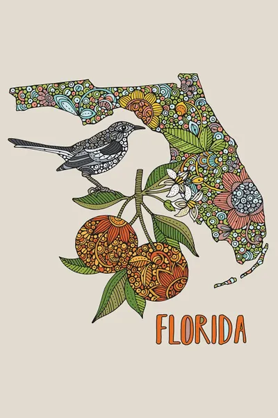 Florida State Bird And Flower Canvas Artwork Valentina Harper iCanvas