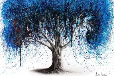 Blue Moonlight Tree Canvas Art Print by Ashvin Harrison iCanvas