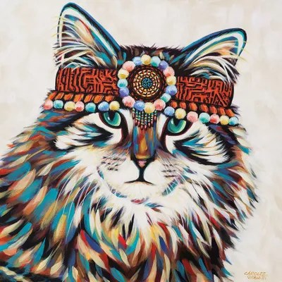 Hippie Cat II Canvas Art by Carolee Vitaletti iCanvas