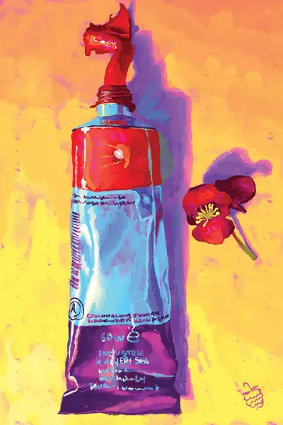 A Tube Of Red Paint Art Print by Very Berry iCanvas