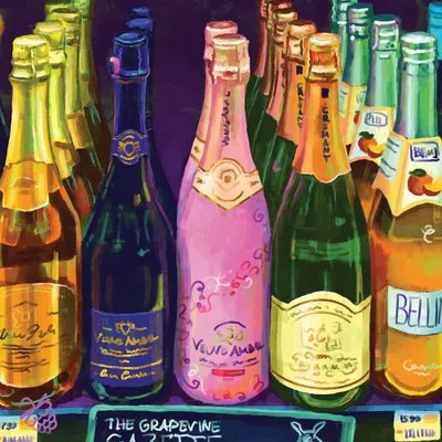 Champagne Bottles Canvas Art by Very Berry iCanvas