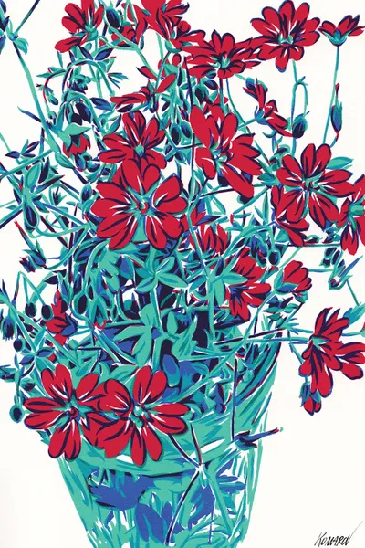 Red Flowers Canvas Wall Art by Vitali Komarov iCanvas