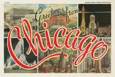 Chicago Postcard I v2 Canvas Wall Art Wild Apple Portfolio iCanvas