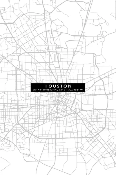 Houston City Map Minimal Canvas Wall Art by