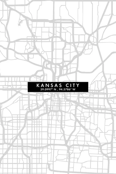 Kansas City, Map Minimal Style Art Print by WallDecorAddict iCanvas