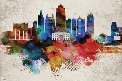 Kansas City Abstract Canvas Art by WallDecorAddict iCanvas