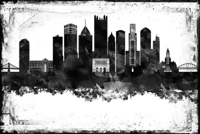 Pittsburgh Black And White Framed Canvas Wall Art WallDecorAddict