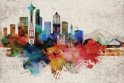 Seattle Abstract Canvas Art Print by WallDecorAddict iCanvas