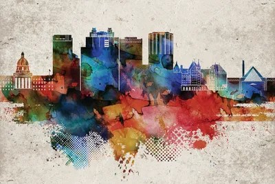 Edmonton Abstract Skyline Canvas Art by WallDecorAddict iCanvas