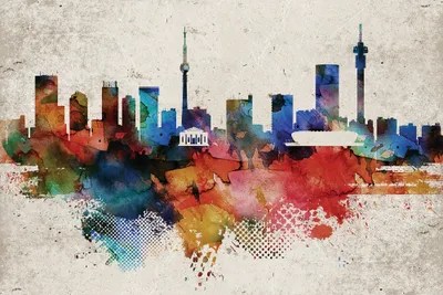 Johannesburg Abstract Skyline Canvas Art by WallDecorAddict iCanvas