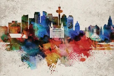 Liverpool Abstract Skyline Canvas Art by WallDecorAddict iCanvas