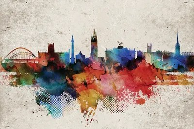 Newcastle Abstract Skyline Canvas Artwork by WallDecorAddict iCanvas