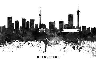 Johannesburg Skyline Black & White Canv Canvas Art WallDecorAddict