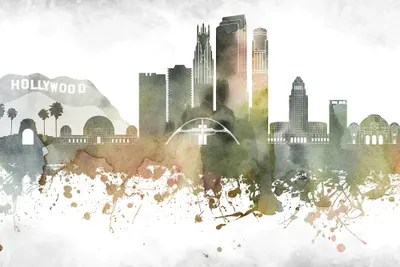 Los Angeles Skyline Canvas Art Print by WallDecorAddict iCanvas