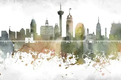 San Antonio Skyline Art Print by WallDecorAddict iCanvas