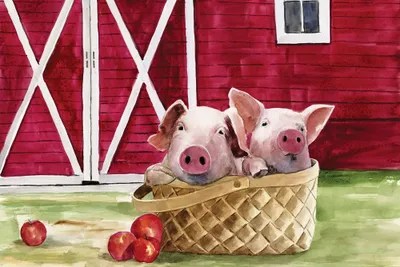 Pigs In A Basket Art Print by White Ladder iCanvas