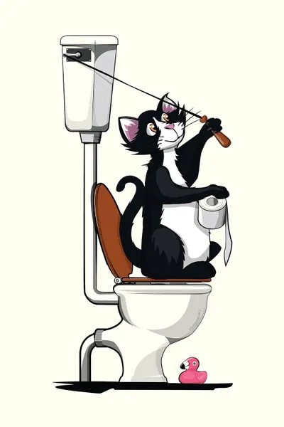 Cat Flushing Toilet Canvas Art Print by WyattDesign iCanvas