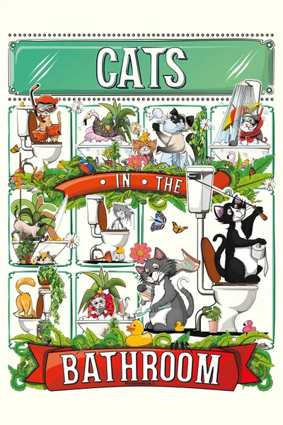 Cats In The Bathroom Canvas Art Print by WyattDesign iCanvas