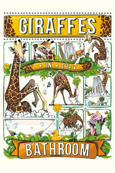 Giraffes In The Bathroom Art Print by WyattDesign iCanvas