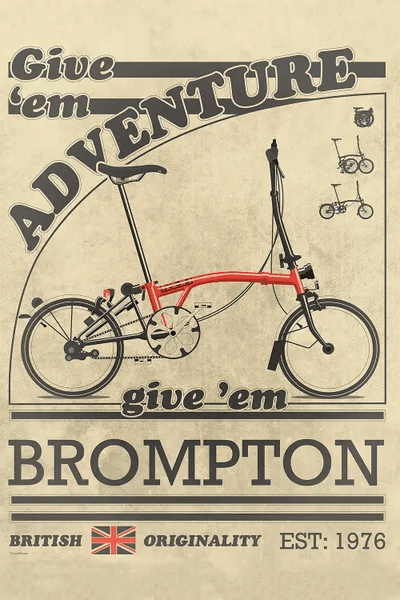 Brompton Bicycle Vintage Advert Canvas Wall Art by WyattDesign iCanvas