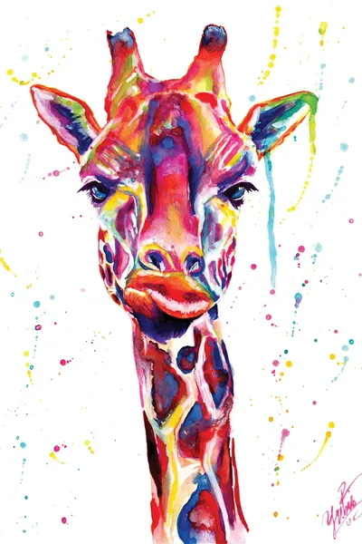 Colorful Giraffe Art Print by Yubis Guzman iCanvas