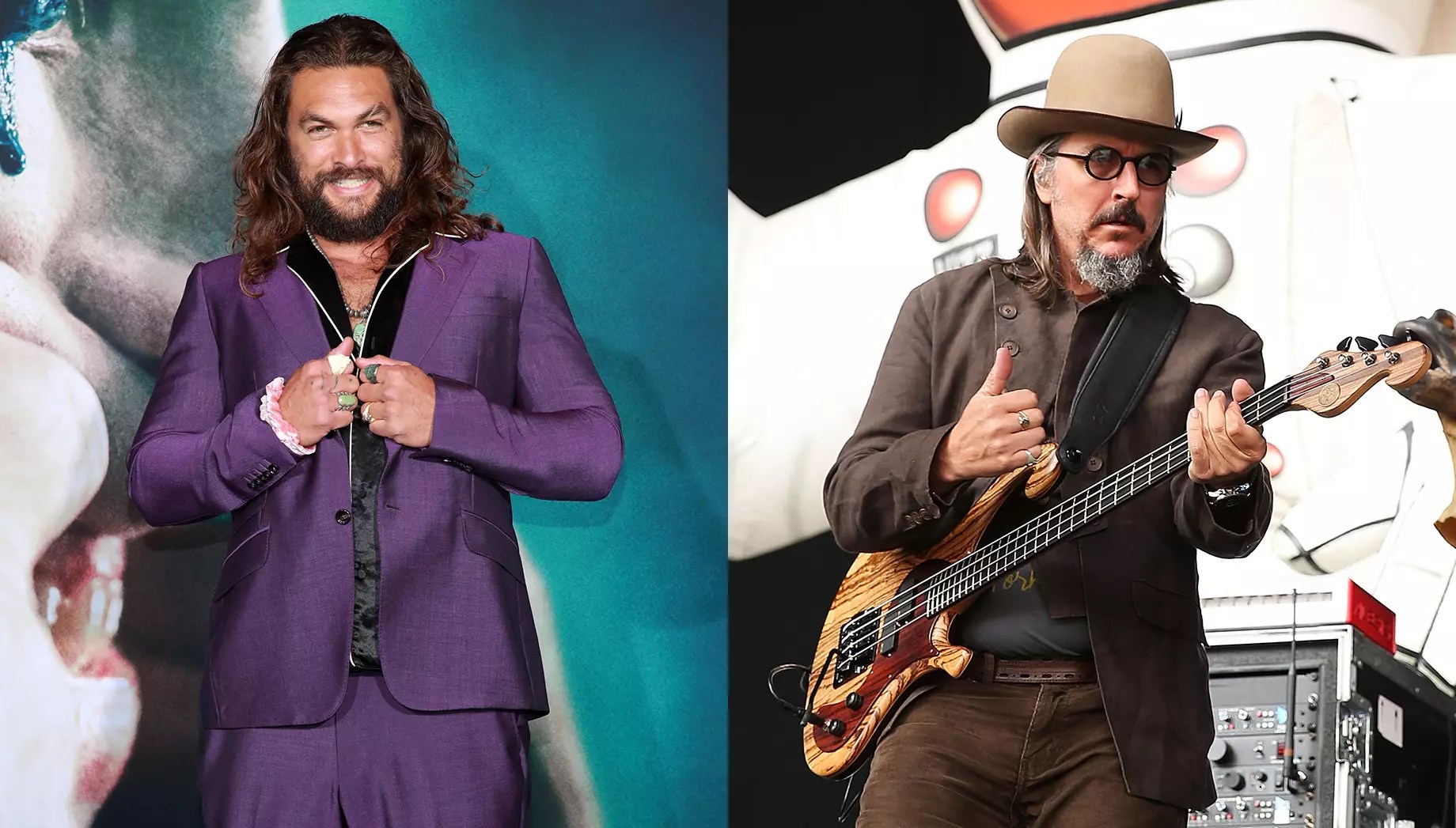Jason Momoa Can't Contain His Joy After Les Claypool Gives Him A Bass