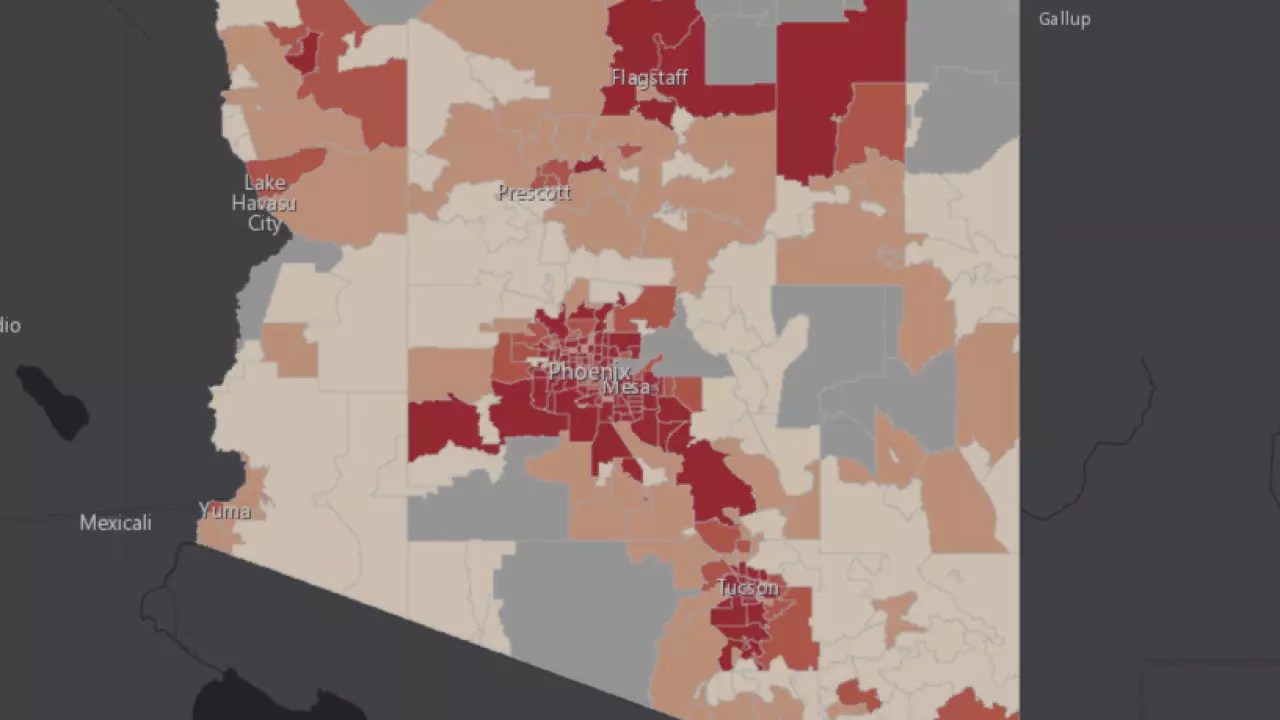 Map Of COVID19 Cases In Arizona By Zip Code iHeartRadio