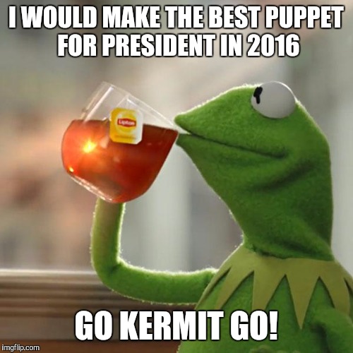 The most qualified puppet for 2016 is Kermit! Imgflip