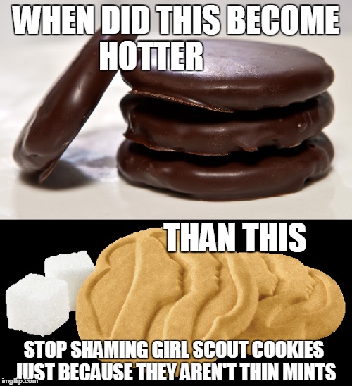 Image tagged in girl scout cookies,thin mints,memes Imgflip