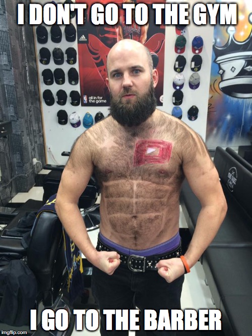 Image tagged in hairy,gym,barber,beard,hipster,bald Imgflip