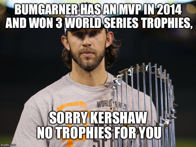 Bumgarner wins the World Series in 2014 Imgflip