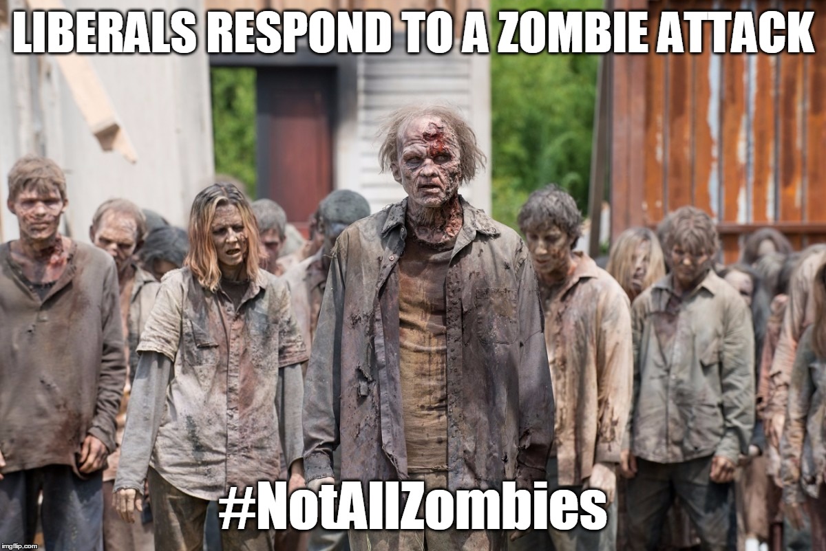 "The vast majority of zombies are peaceful." Imgflip