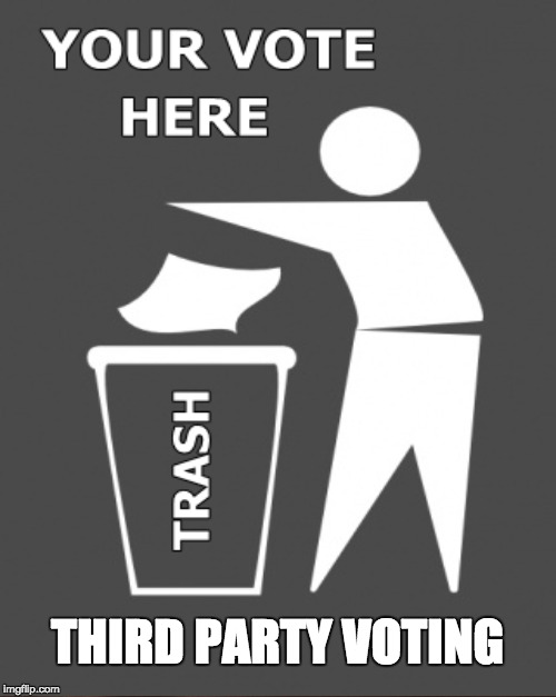 When you vote third party because of your principles well, good