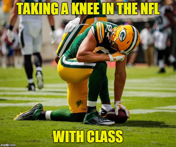 Image tagged in nfl,taking a knee,green bay packers,jordy nelson Imgflip