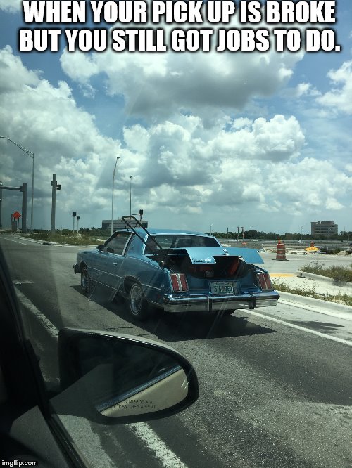 Image tagged in car full,trunk,mower Imgflip