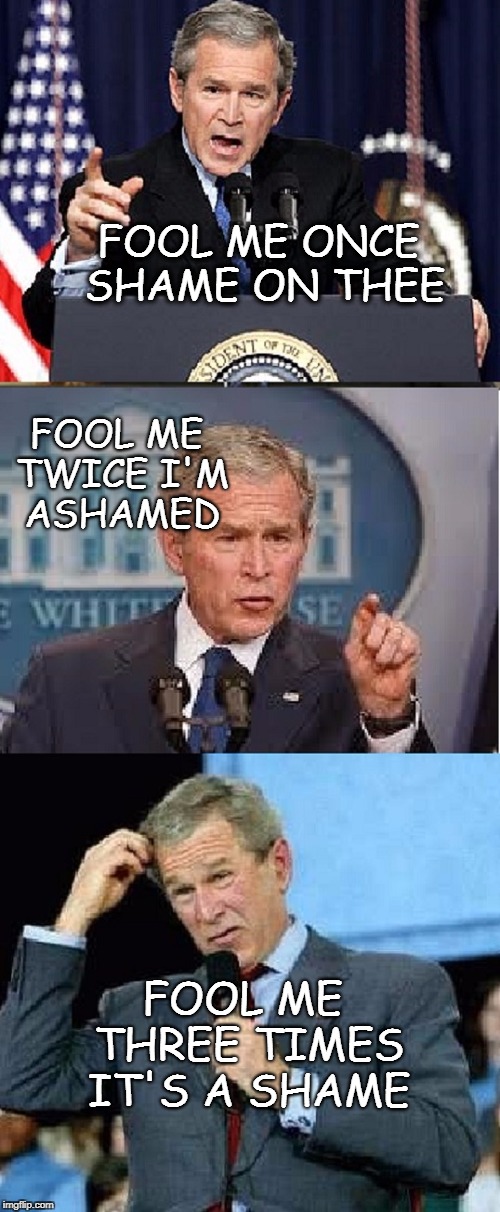 Bush Fool Me Once Meme Meme Walls