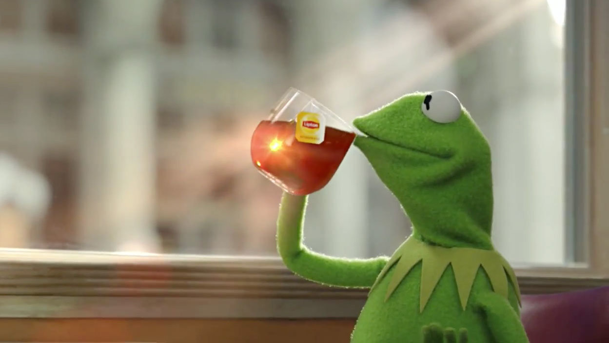 Kermit drinking tea Blank Template Imgflip