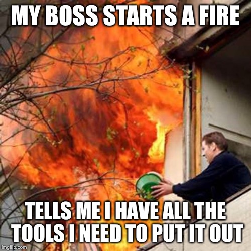fire idiot bucket water Imgflip